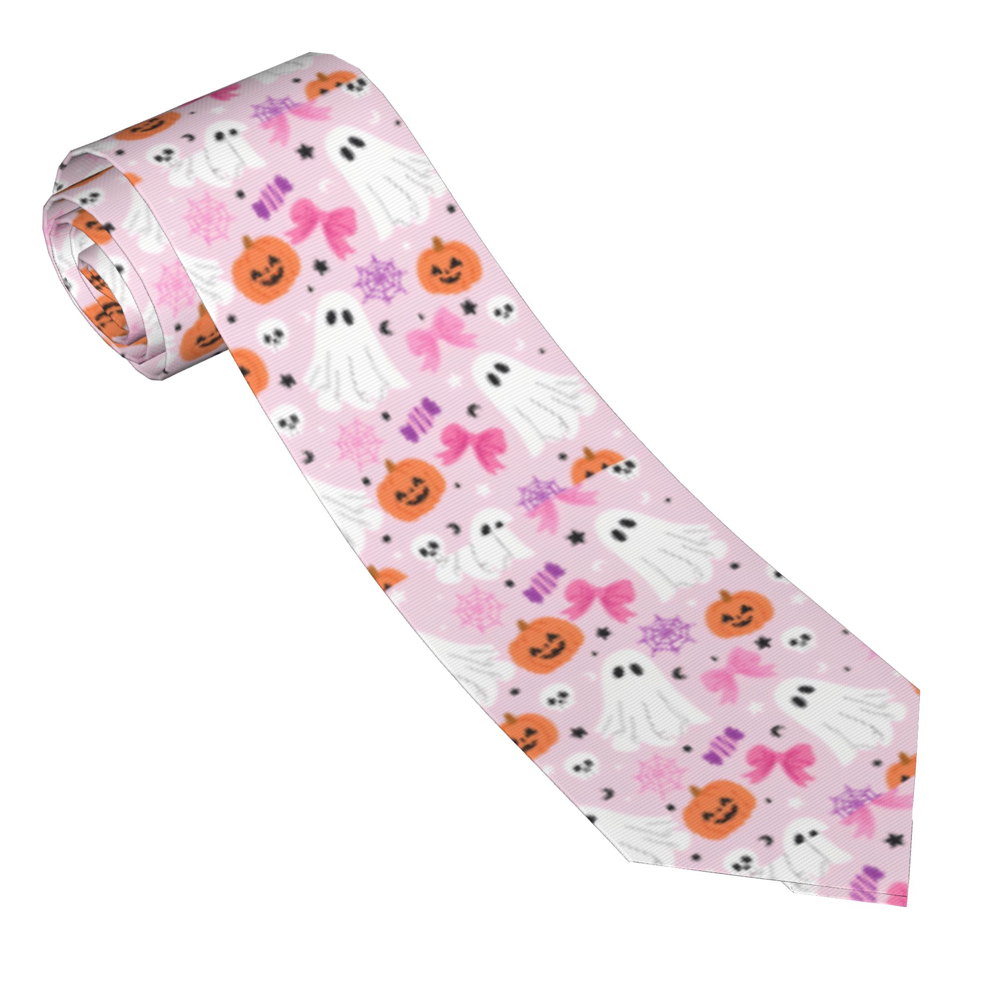 Skinny Tie Men - Cravatta con Motivo Fantasmi di Halloween