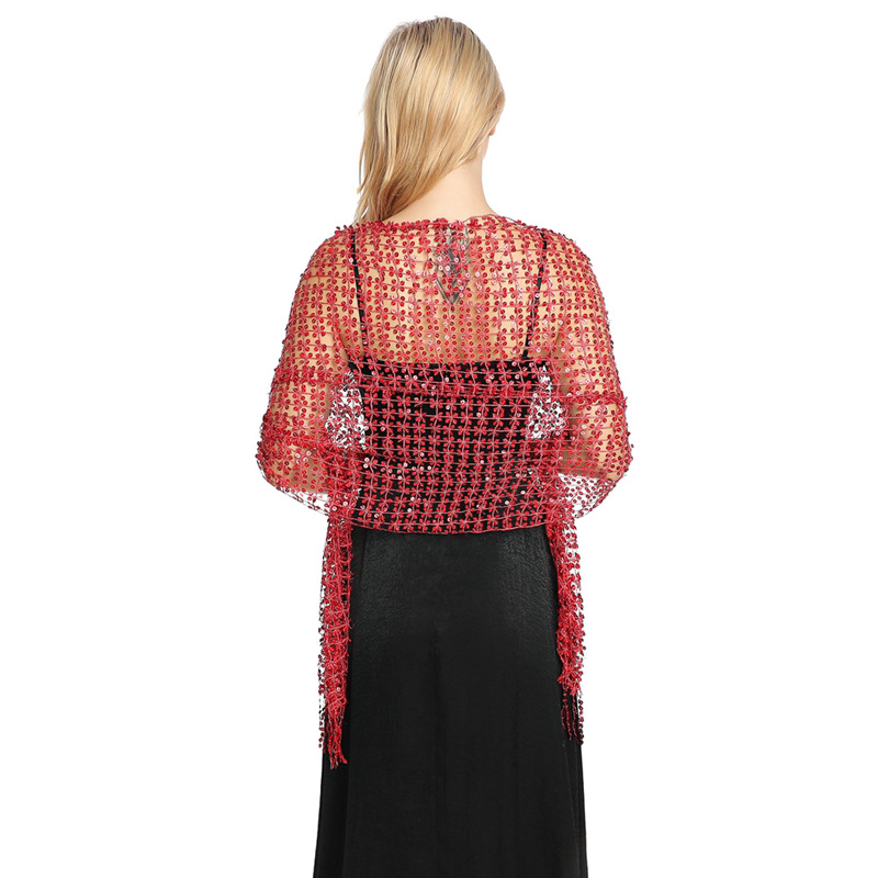 Stole Wedding Shawl - Sciarpa con Paillettes e Frange in