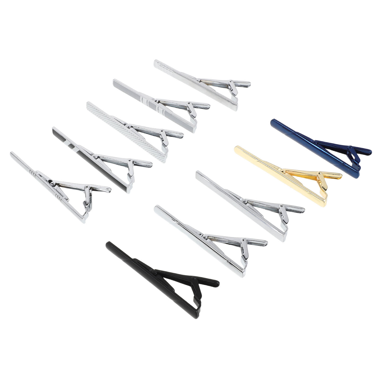 Tie Bar Set Gift - Set di 10 Fermacravatte Eleganti in