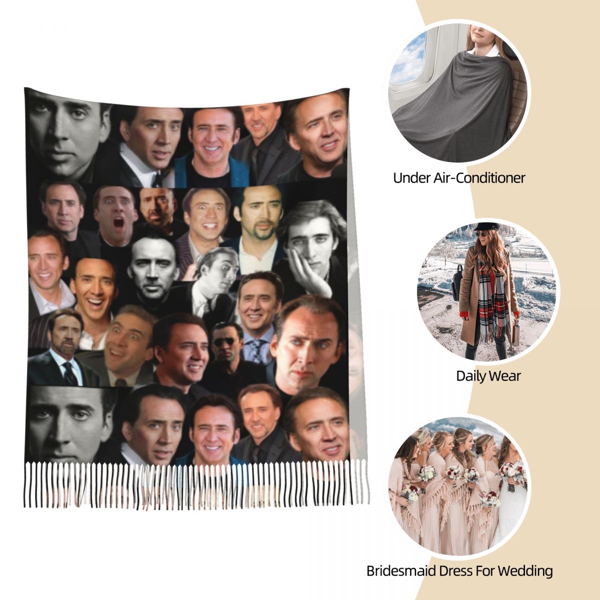 Nicolas Cage Colllage Scialle  - Pashmina Wrap Large recensione e prezzo