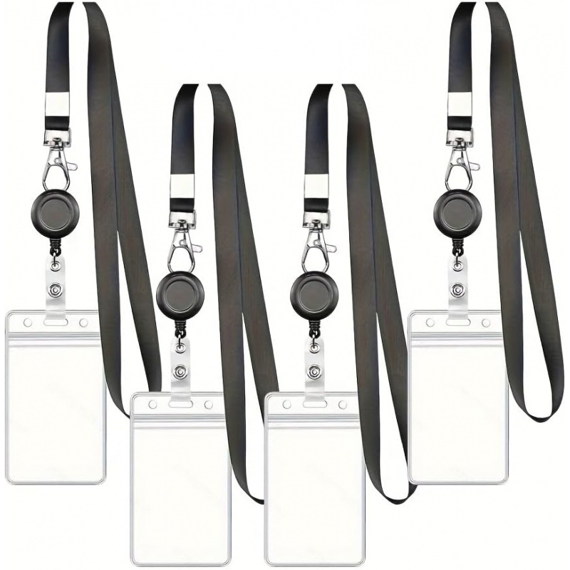 Set di 4 Cordini Neri Retratti - Lanyard Badge Holder recensione e prezzo